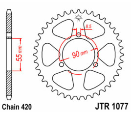 Couronne JT SPROCKETS acier standard 1077 - 420 - 1074870001