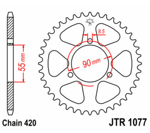 Couronne JT SPROCKETS acier standard 1077 - 420 - 1074870001