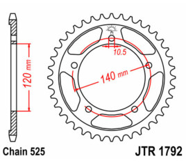 Couronne JT SPROCKETS acier standard 1792 - 525 - 1075505007