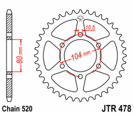 Couronne JT SPROCKETS acier standard 478 - 520 - 1075511005