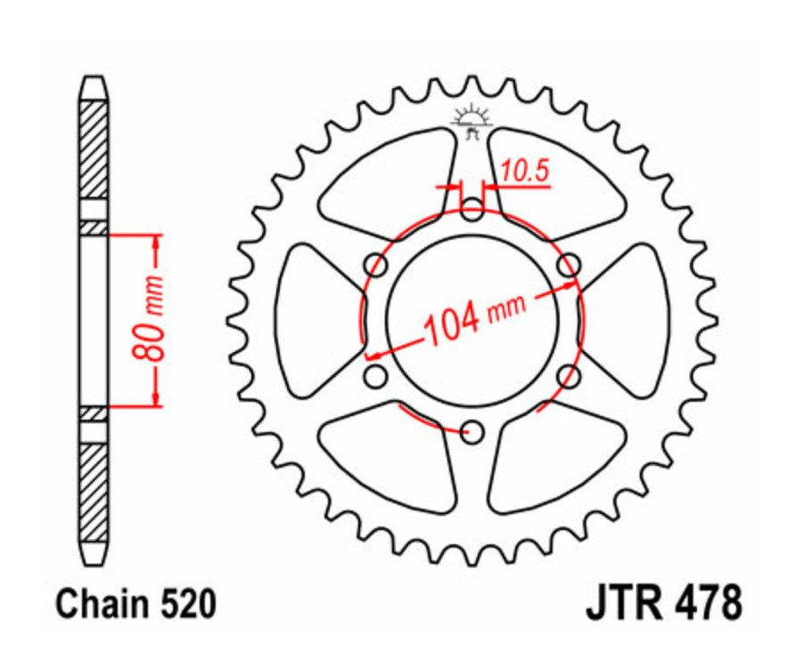 Couronne JT SPROCKETS acier standard 478 - 520