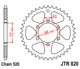 Couronne JT SPROCKETS acier standard 820 - 520 - 1075133001