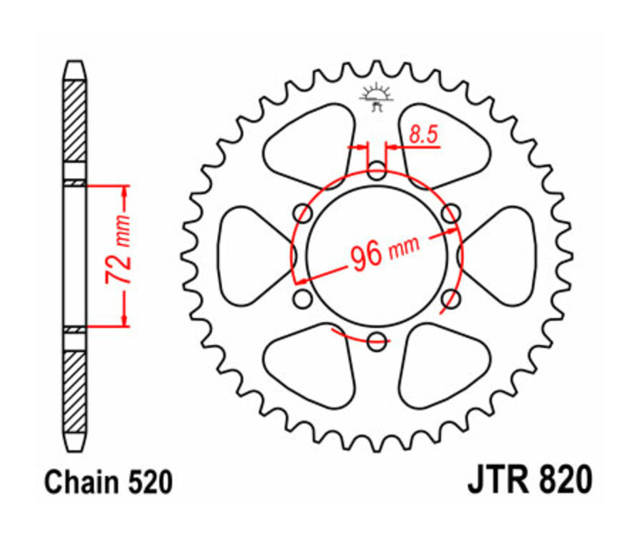 Couronne JT SPROCKETS acier standard 820 - 520