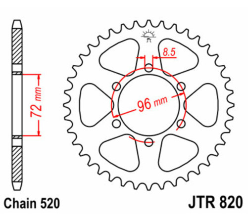 Couronne JT SPROCKETS acier standard 820 - 520 - 1075133001