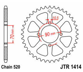 Couronne JT SPROCKETS acier standard 1414 - 520 - 1074919001