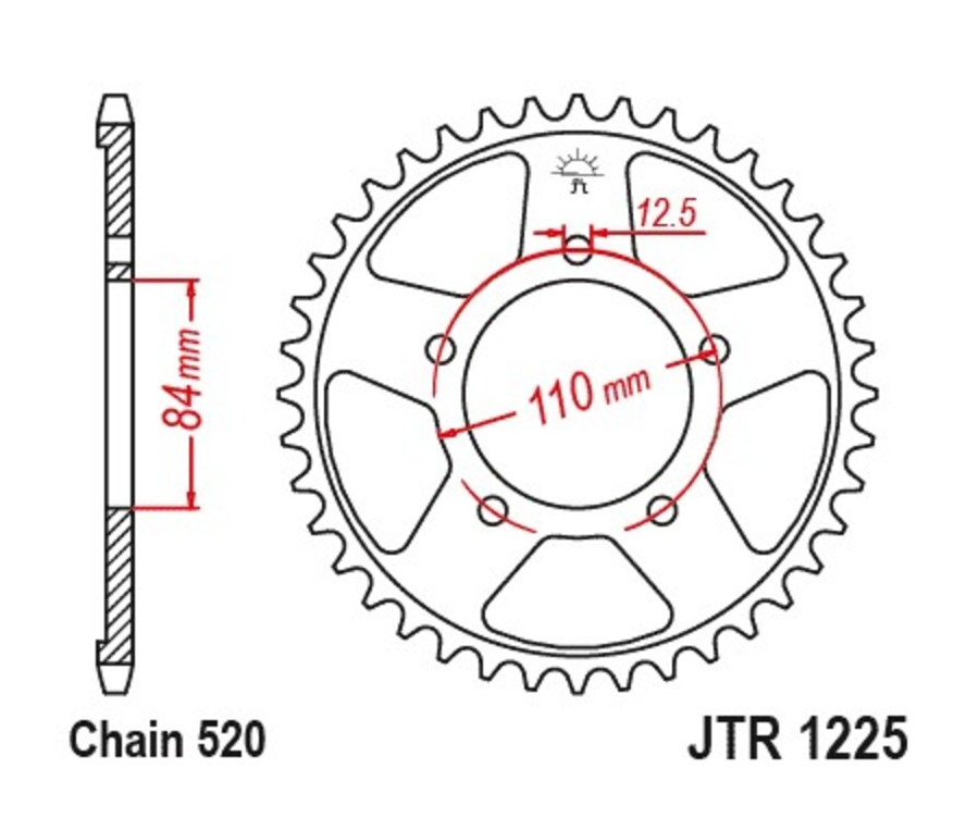 Couronne JT SPROCKETS acier standard 1225 - 520