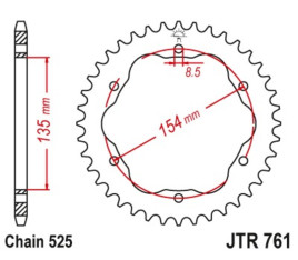 Couronne JT SPROCKETS acier standard 761 - 525 - 1075107002