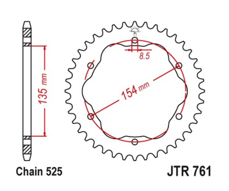 Couronne JT SPROCKETS acier standard 761 - 525