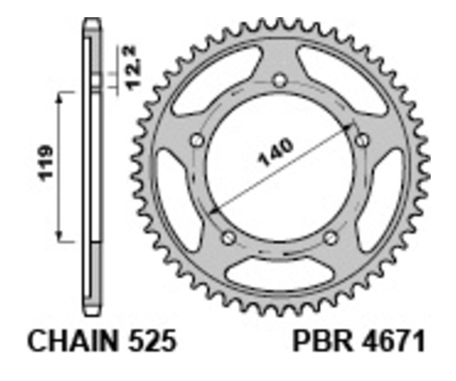 Couronne PBR acier C45 standard 4671 - 525