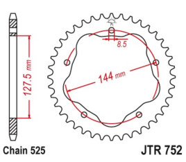 Couronne JT SPROCKETS aluminium 752 - 525 - 1075106001