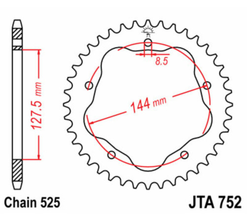 Couronne JT SPROCKETS aluminium 752 - 525 - 1075106004