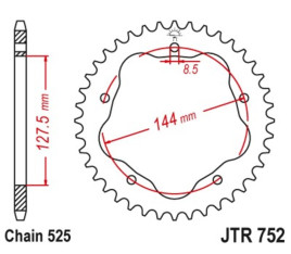 Couronne JT SPROCKETS acier 752 - 525