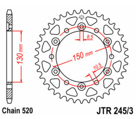 Couronne JT SPROCKETS acier standard 245/3 - 520 - 1075003004