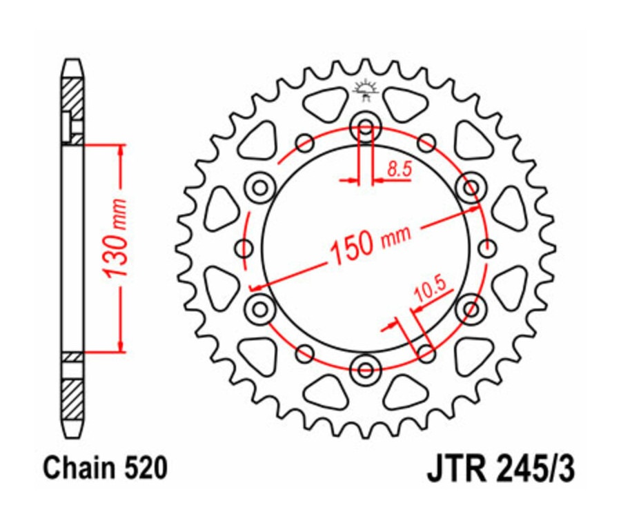 Couronne JT SPROCKETS acier standard 245/3 - 520