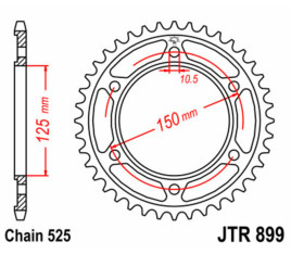 Couronne JT SPROCKETS acier standard 899 - 525 - 1075529001