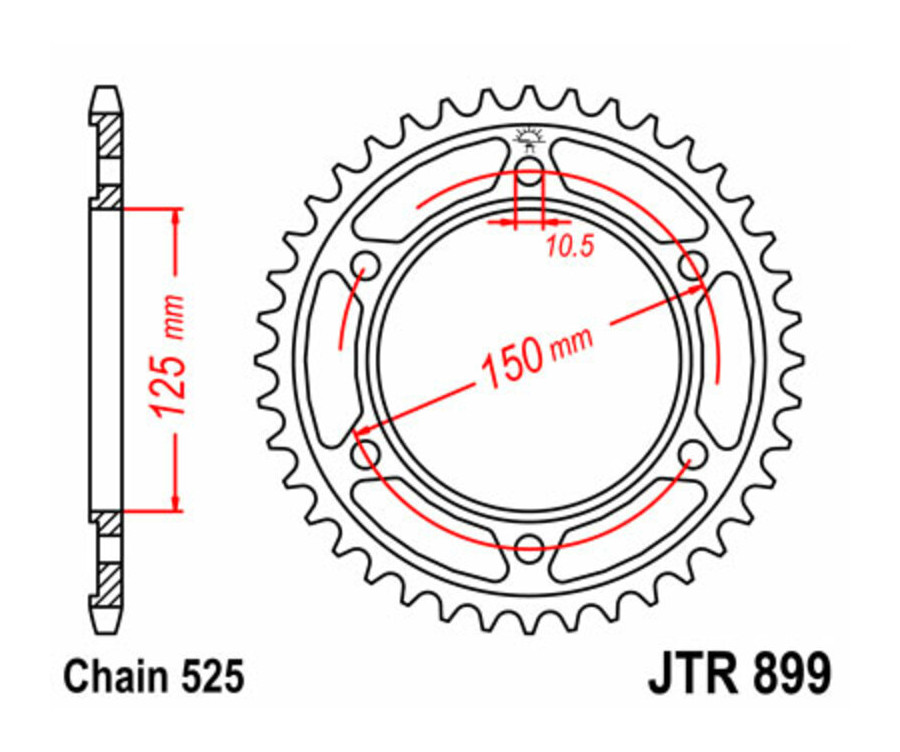 Couronne JT SPROCKETS acier standard 899 - 525