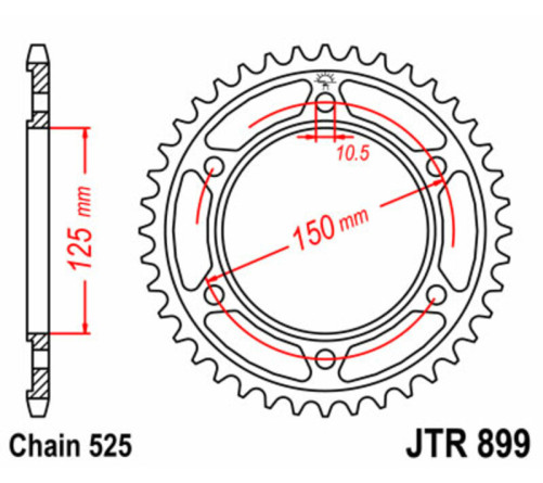 Couronne JT SPROCKETS acier standard 899 - 525 - 1075529001