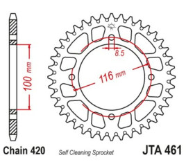 Couronne JT SPROCKETS aluminium ultra-light anti-boue 461 - 420 - 1096570002