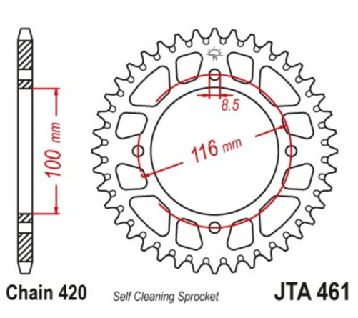 Couronne JT SPROCKETS aluminium ultra-light anti-boue 461 - 420 - 1096570002