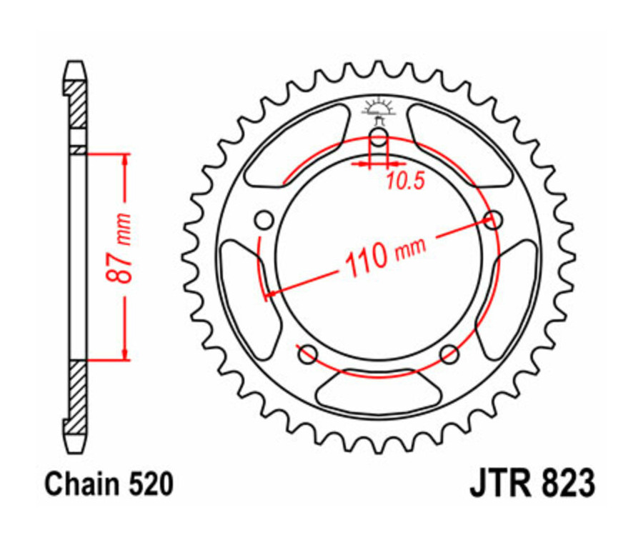 Couronne JT SPROCKETS acier standard 823 - 520