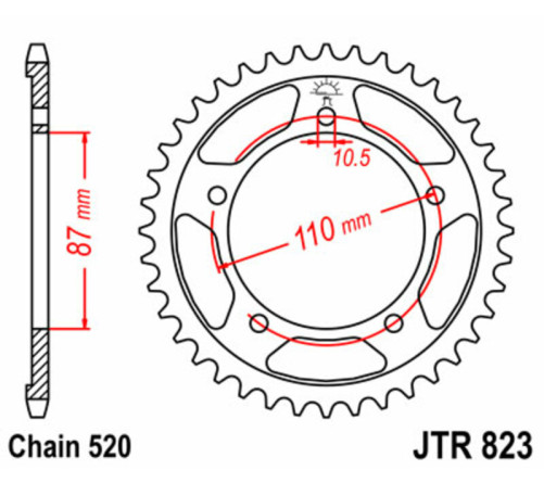 Couronne JT SPROCKETS acier standard 823 - 520 - 1075135002