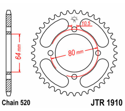 Couronne JT SPROCKETS acier standard 1910 - 520