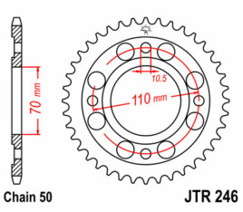 Couronne JT SPROCKETS acier standard 246 - 530 - 1075005003