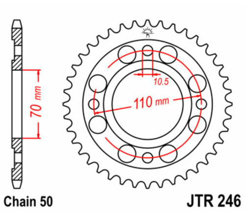 Couronne JT SPROCKETS acier standard 246 - 530 - 1075005003