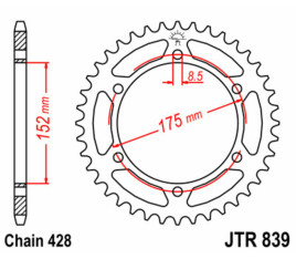 Couronne JT SPROCKETS acier standard 839 - 428 - 1075152001