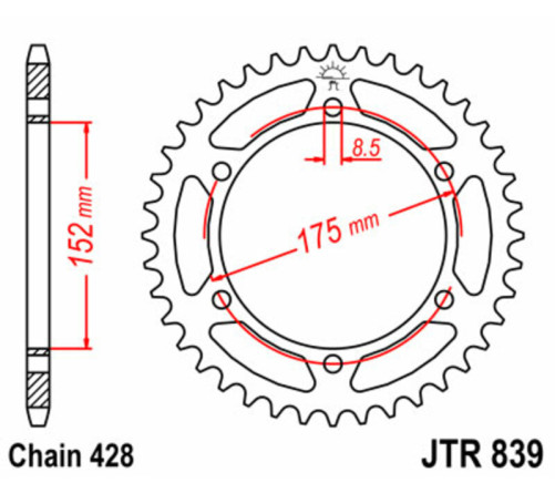 Couronne JT SPROCKETS acier standard 839 - 428