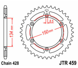 Couronne JT SPROCKETS acier standard 459 - 428 - 1075042001