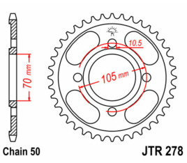 Couronne JT SPROCKETS acier standard 278 - 530 - 1075024002