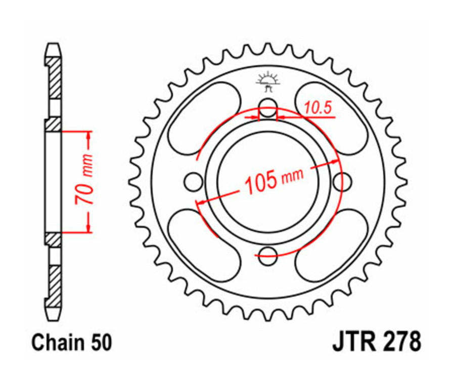 Couronne JT SPROCKETS acier standard 278 - 530