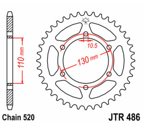 Couronne JT SPROCKETS acier standard 486 - 520 - 1075064003