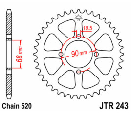 Couronne JT SPROCKETS acier standard 243 - 520 - 1075001001