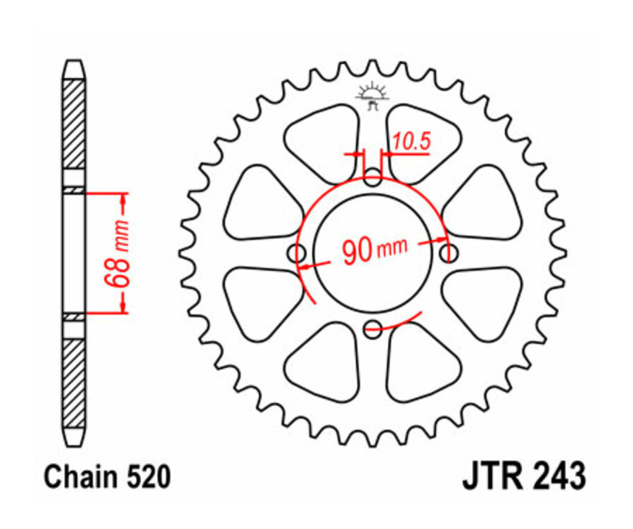 Couronne JT SPROCKETS acier standard 243 - 520