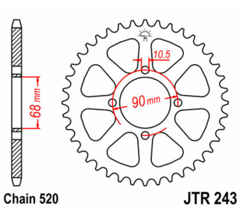 Couronne JT SPROCKETS acier standard 243 - 520 - 1075001001