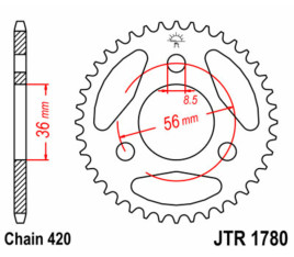 Couronne JT SPROCKETS acier standard 1780 - 420 - 1074937001