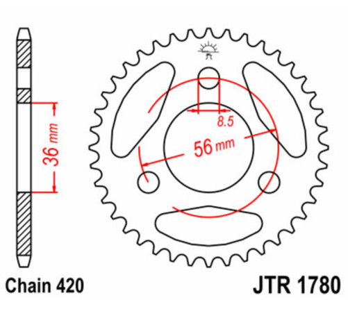 Couronne JT SPROCKETS acier standard 1780 - 420 - 1074937001