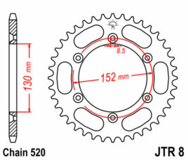 Couronne JT SPROCKETS acier standard 8 - 520 - 1075113001