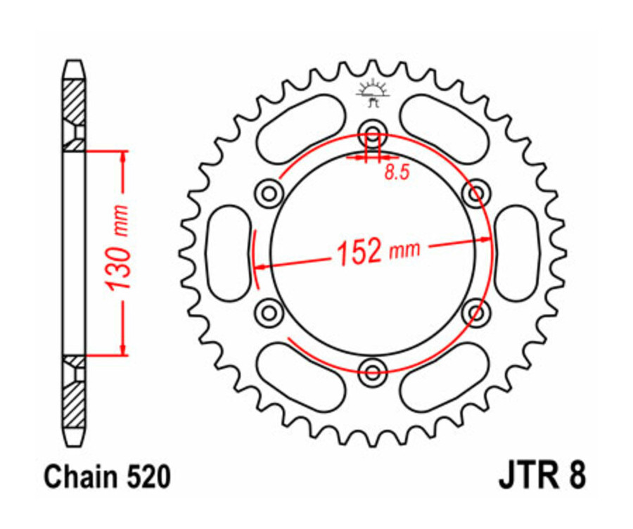 Couronne JT SPROCKETS acier standard 8 - 520