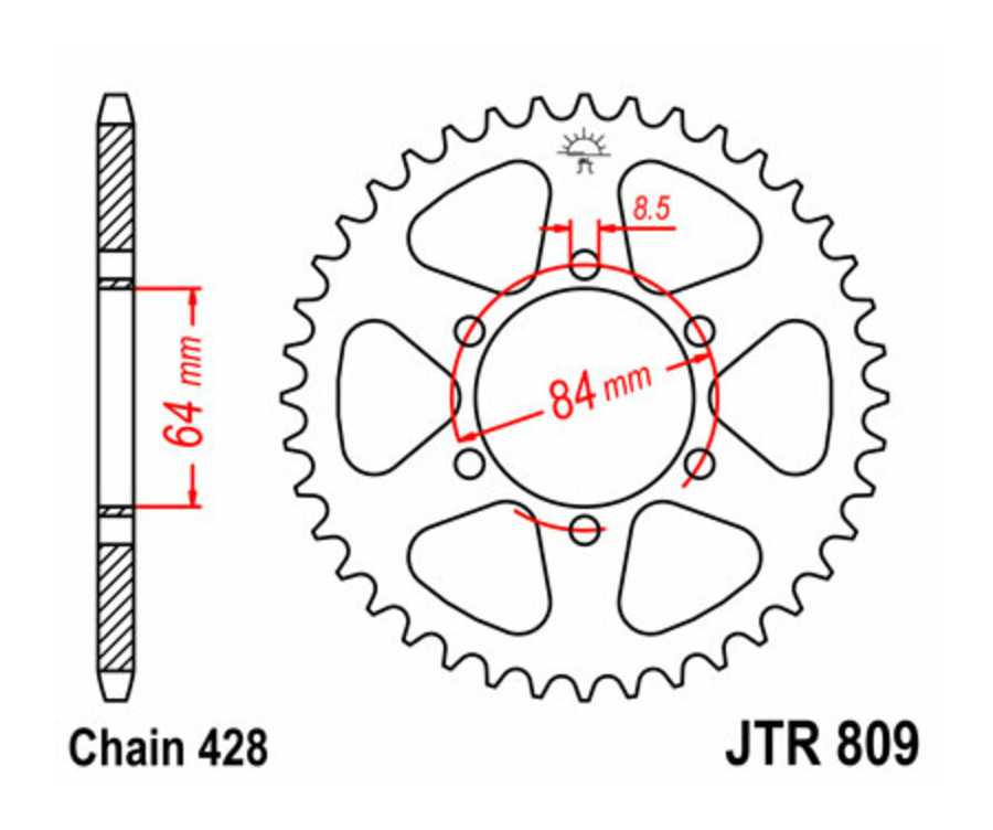 Couronne JT SPROCKETS acier standard 809 - 428