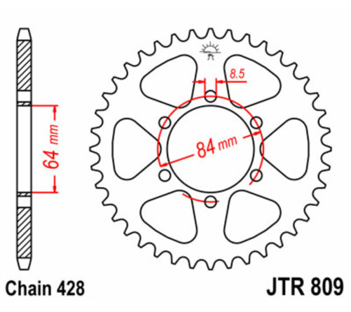 Couronne JT SPROCKETS acier standard 809 - 428 - 1075121006