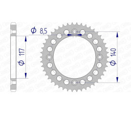 Couronne AFAM aluminium Ultra-Light anodisé dur 13108 - 428 - 1074464001