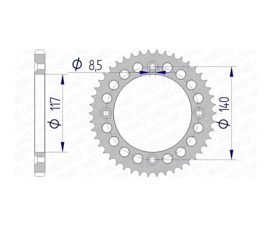 Couronne AFAM aluminium Ultra-Light anodisé dur 13108 - 428