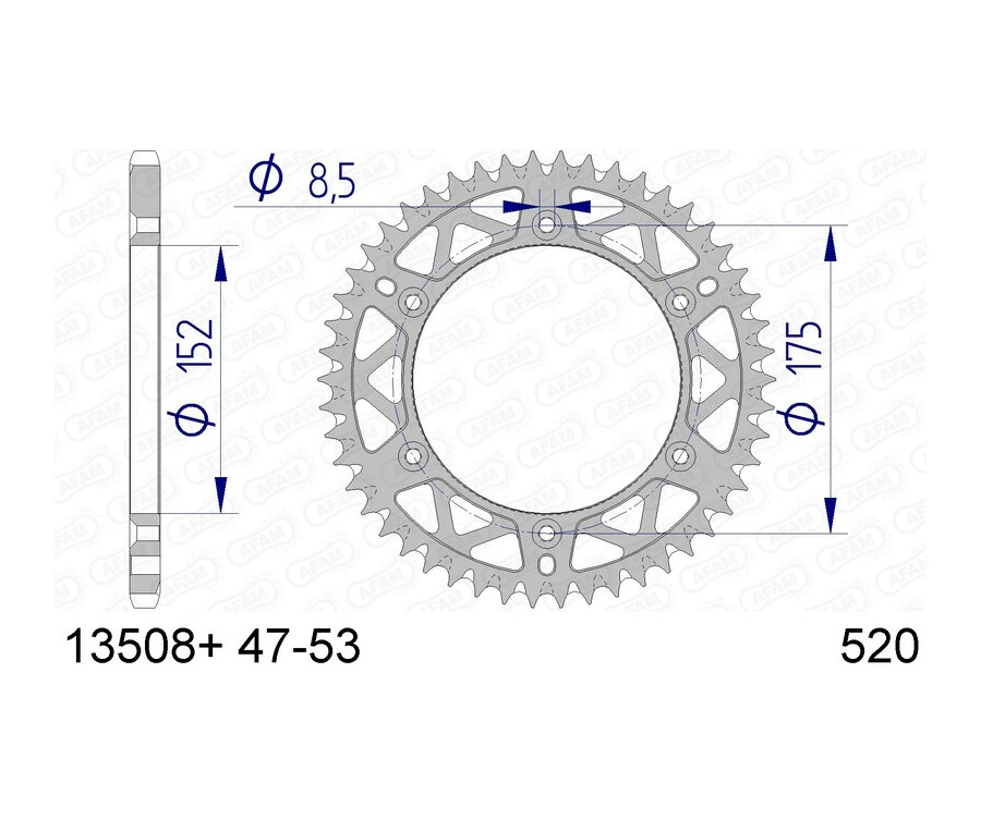 Couronne AFAM aluminium Ultra-Light anti-boue 13508 - 520