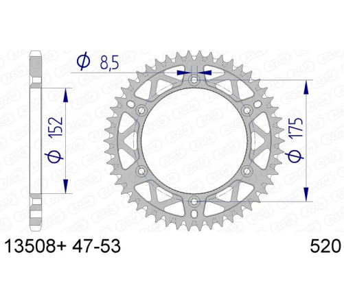 Couronne AFAM aluminium Ultra-Light anti-boue 13508 - 520 - 1074474001