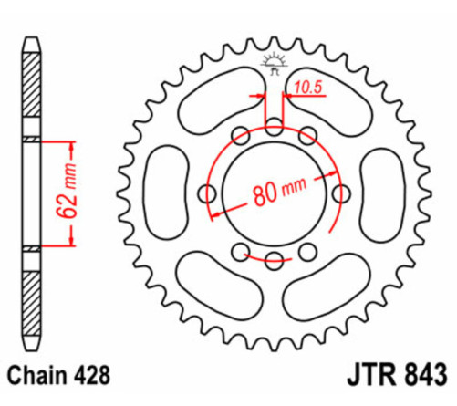 Couronne JT SPROCKETS acier standard 843 - 428 - 1075155002