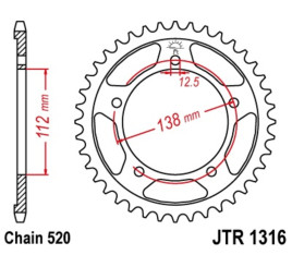 Couronne JT SPROCKETS acier standard 1316 - 520