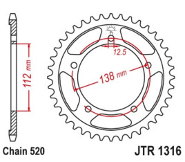 Couronne JT SPROCKETS acier standard 1316 - 520 - 1074902001